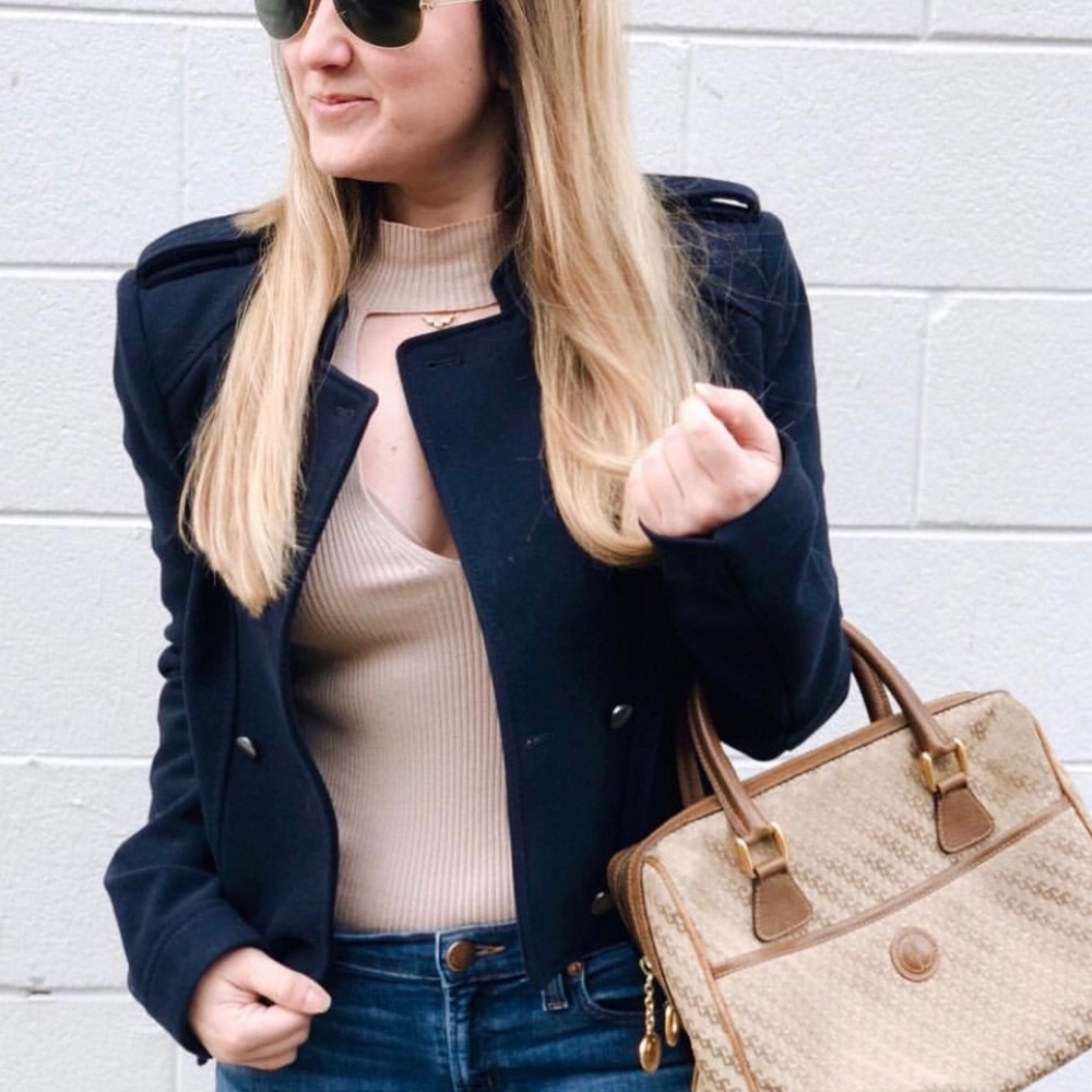 BCBG Navy military jacket